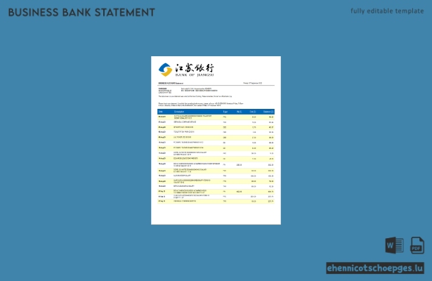Beispielvorschau eines Kontoauszugs der Bank of Jiangsu (Word und PDF)
